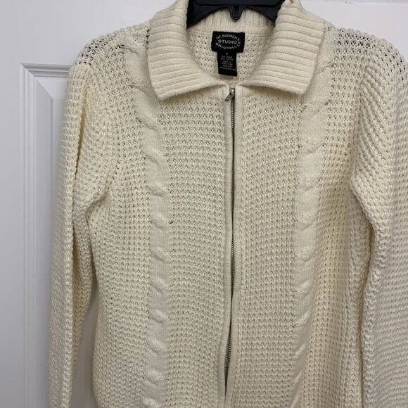 Designers Studio Originals Size Small zip up cream color cardigan VINTAGE - Picture 5 of 6